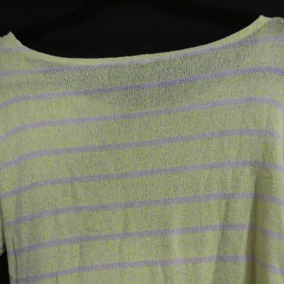 FLUO | medium | Vibrant Yellow and Grey Striped Long Sleeve Top - Picture 11 of 16